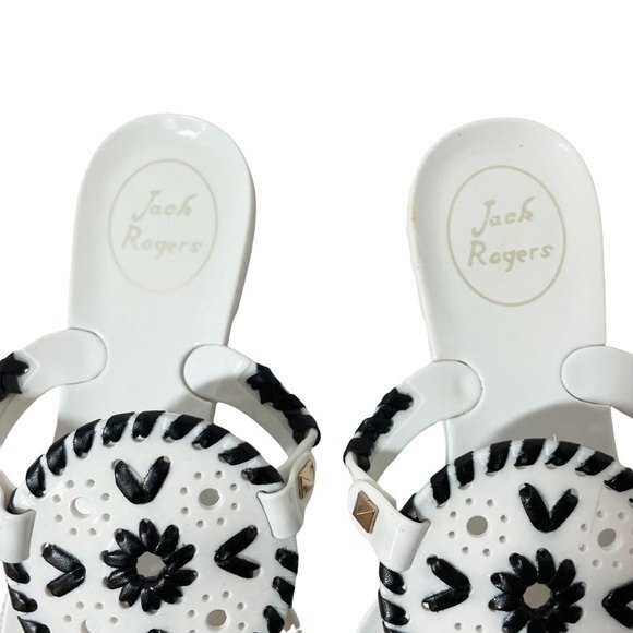 Jack Rogers Georgica Jelly Flip Flop Thong Sandals White & Black Women’s Size 5 - Picture 12 of 14